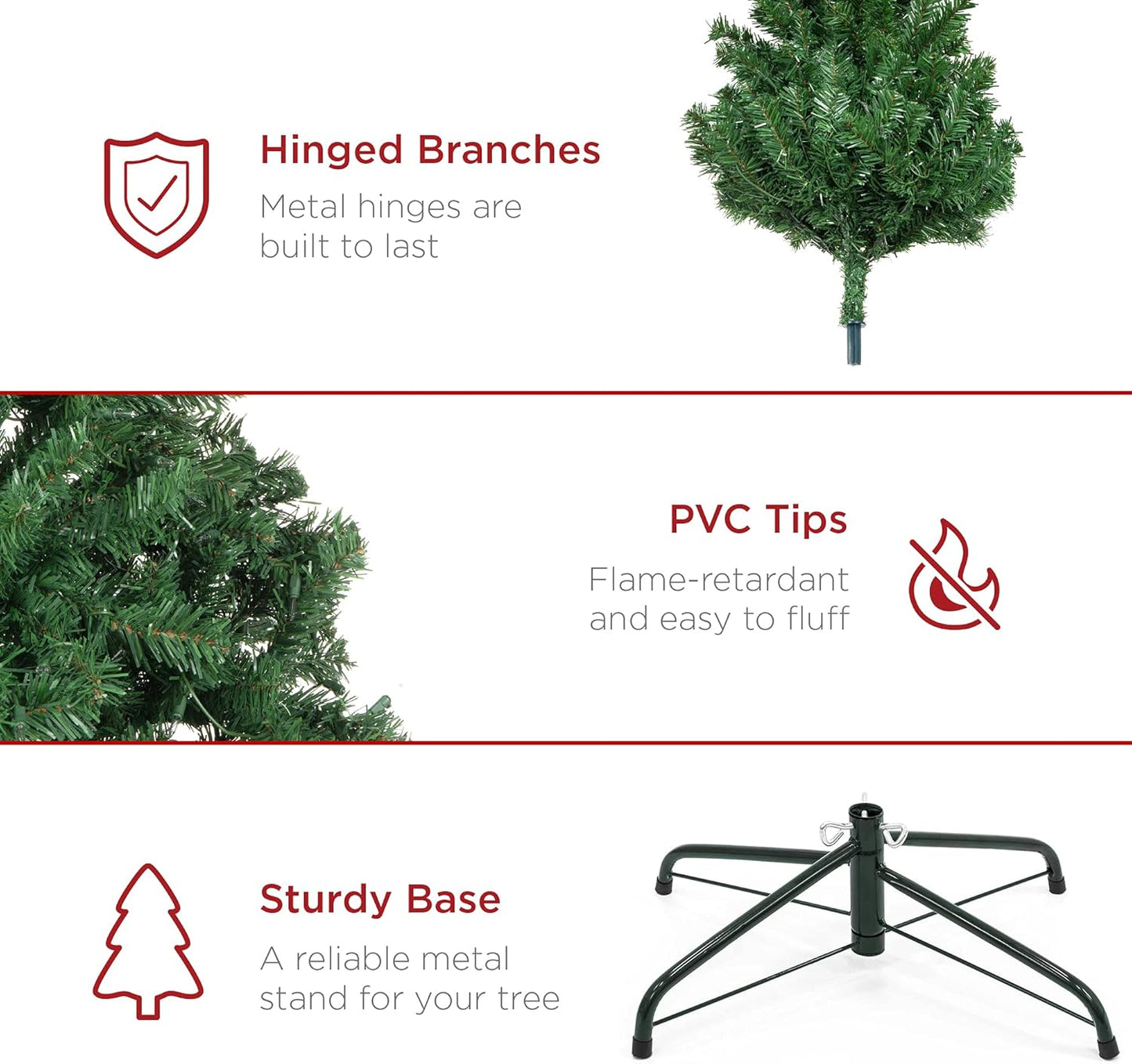 Best Choice Products Artificial Christmas Tree, 6ft Premium Unlit Realistic Spruce Holiday Décor w/Dense Branches, Easy Assembly, Metal Base