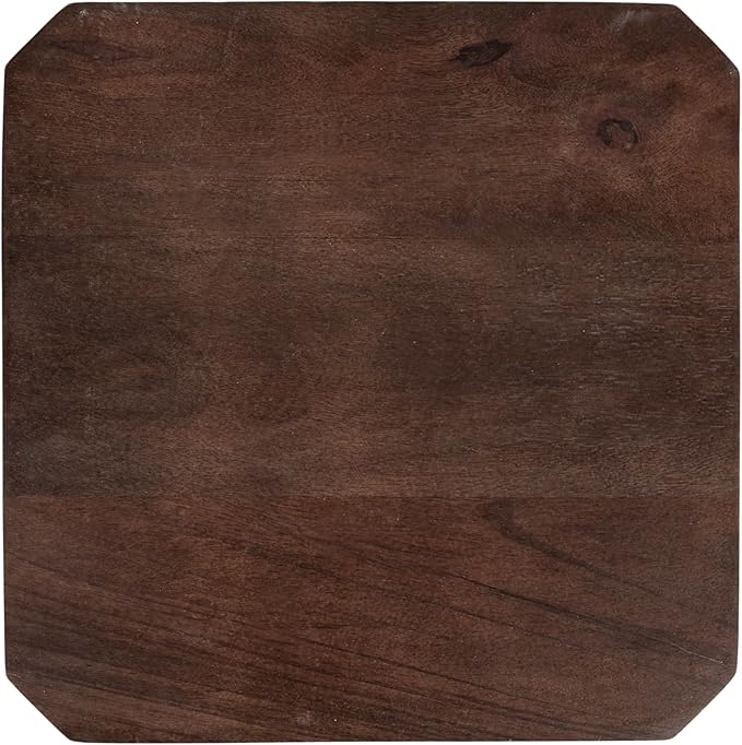 Kate and Laurel Talcott Modern Square Wood Drink Table, 12 x 12 x 28, Dark Brown, Transitional Decorative Two-Tier Pedestal Table for Use as Plant Stand Indoors or Living Room Decor Accent