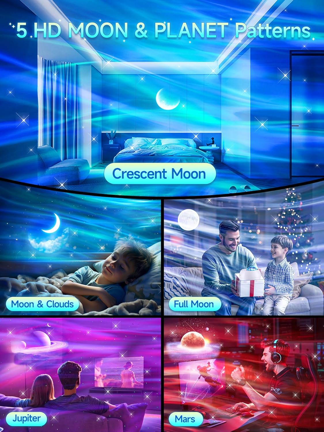 Galaxy Projector Northern Lights Projector,180 Lighting Modes Galaxy Light Projector, 15 White Noise&Bluetooth Northern Lights Projector, Remote+Timer Star Projector Galaxy Light Projector, Star Gifts