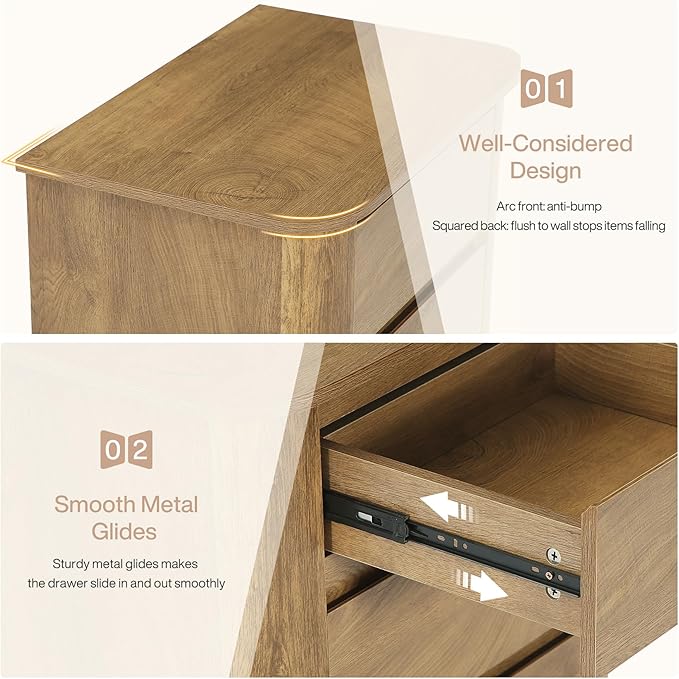 Tribesigns Modern Side Table with 3 Drawers for Living Room, 23.62" Wide Farmhouse End Table for Couch Sofa, Rustic Brown