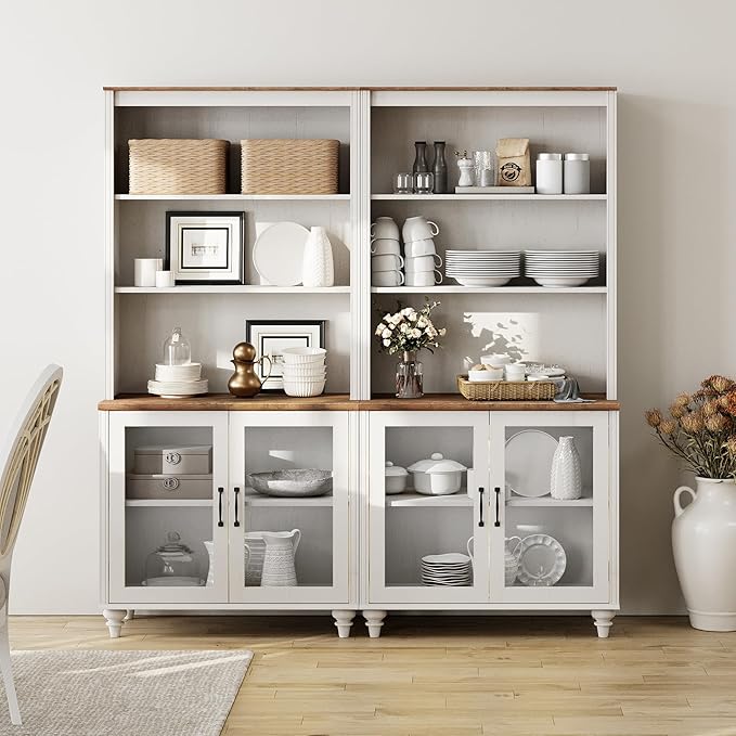 WAMPAT 5 Tier Wooden Bookcase 72" Tall Bookshelf with Adjustable Shelves and Storage Cabinet，Library Wood Bookshelves for Living Room, Study Room, Bedroom, White