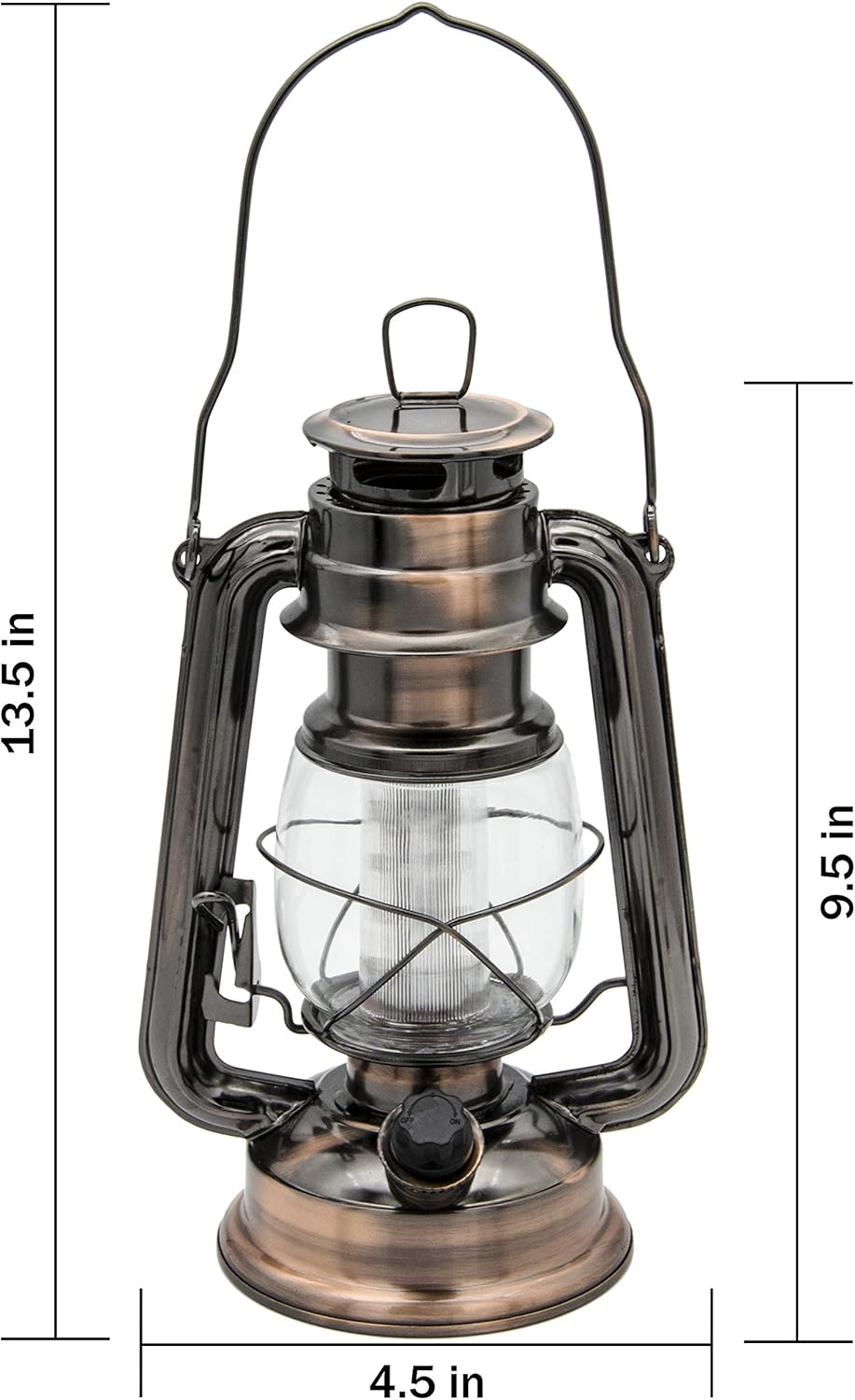 YAKii LED Vintage Lantern Metal Hanging Hurricane 12 LED Dimmer Switch Warm White Battery Operated Power Outage Indoor Camping Lighting Outdoor Brooklyn (Copper 2 Pack)