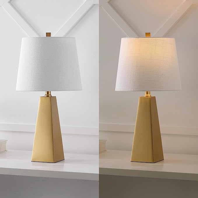 JONATHAN Y JYL1038A Owen 20.5" Resin LED Table Lamp Contemporary Bedside Desk Nightstand Lamp for Bedroom Living Room Office College Bookcase LED Bulb Included, Gold