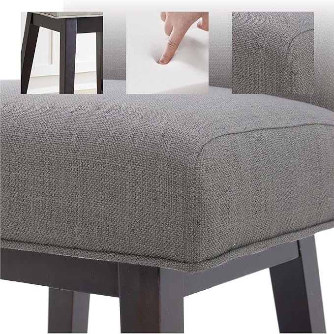 CHITA 26 Inch Counter Height Swivel Bar Stools Set of 3, FSC Certified Modern Fabric Swivel Barstool Chair with Back, Flint Grey