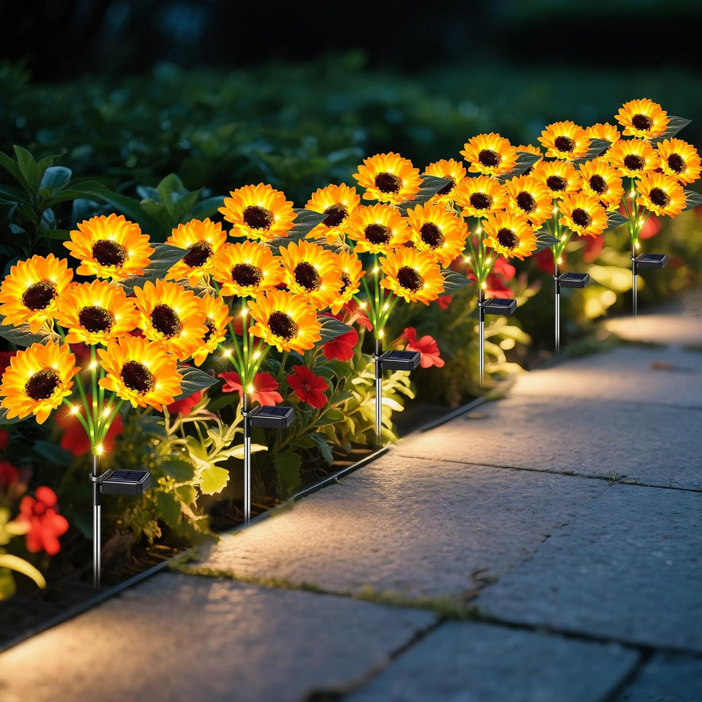 Sunflower Solar Lights Outdoor Decor, 6 Pack Solar Garden Decor 36 Waterproof Solar Sunflower Outdoor Lights for Garden Patio,Flower Bed, Pathway, Gift for Women, Mom, Grandma (6 Pack)