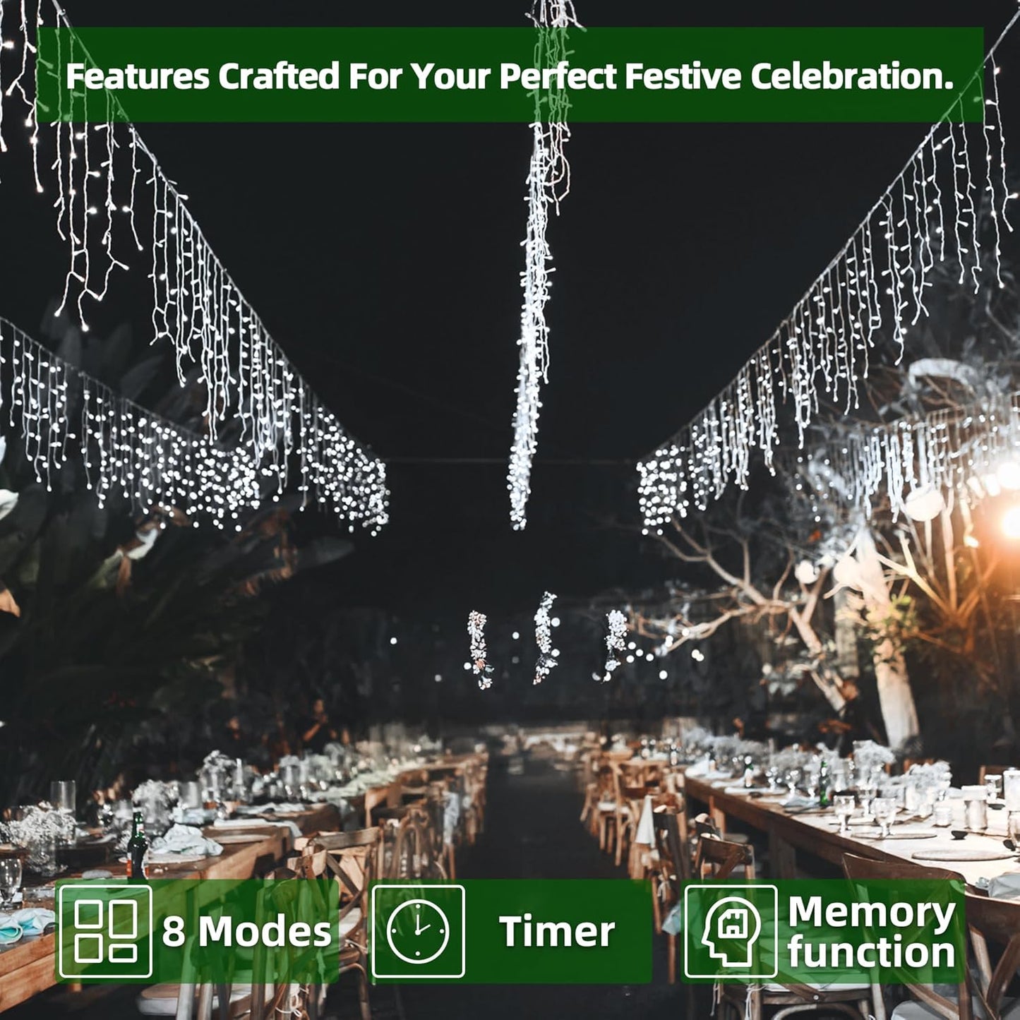 666 LED 66FT Icicle Lights Waterproof- 148 Drops 12 Modes Christmas Light with Memory Timer, Dimmable Christma TreeLights for Roof Balcony Holiday Gifts Cool White