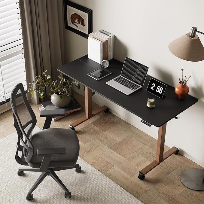 Monomi Electric Standing Desk, 55x24 Inches Height Adjustable Sit Stand up Desk, Large Ergonomic Home Office Desk with Memory Preset Controller,Black