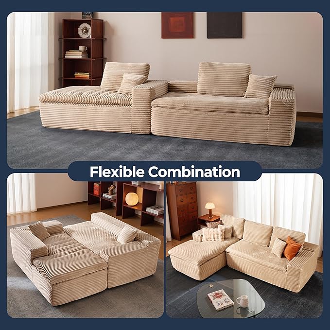 106" Oversized Couch Sofa, L Shape Couches for Living Room, No Assembly Required Plush Velvet Sectional Sofas with Left Facing Chaise for Home Apartment