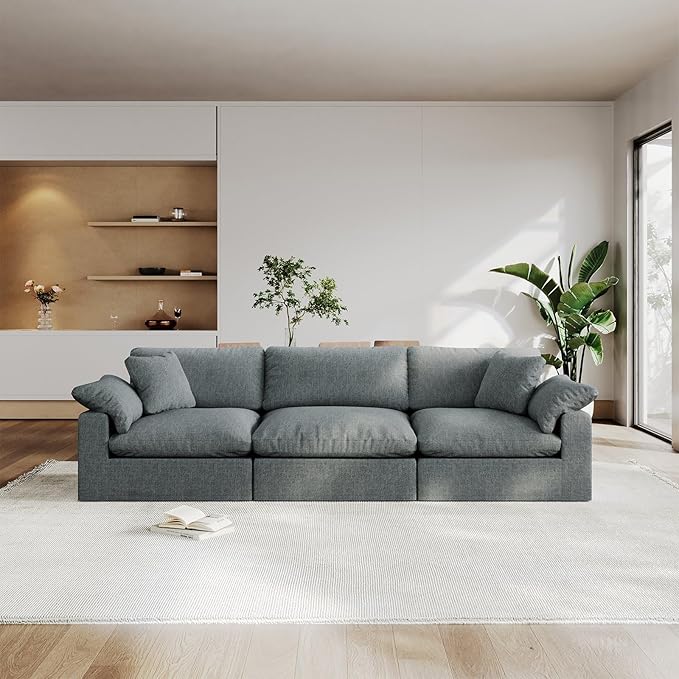 Modular Sectional Sofa Cloud Couch,Down Filled Comfy Cloud Modern Sofa,3 Seater Oversized Couch Cushion Covers Removable for Living Room,Light Blue