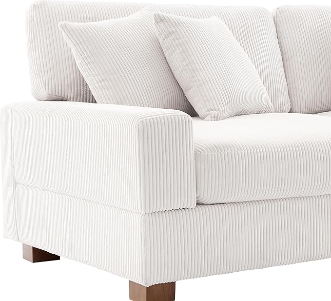 Modular Sectional Couches for Living Room, 118" Modern Upholstered 3-Seater Sofa Couche for Living Room Bedroom, Beige