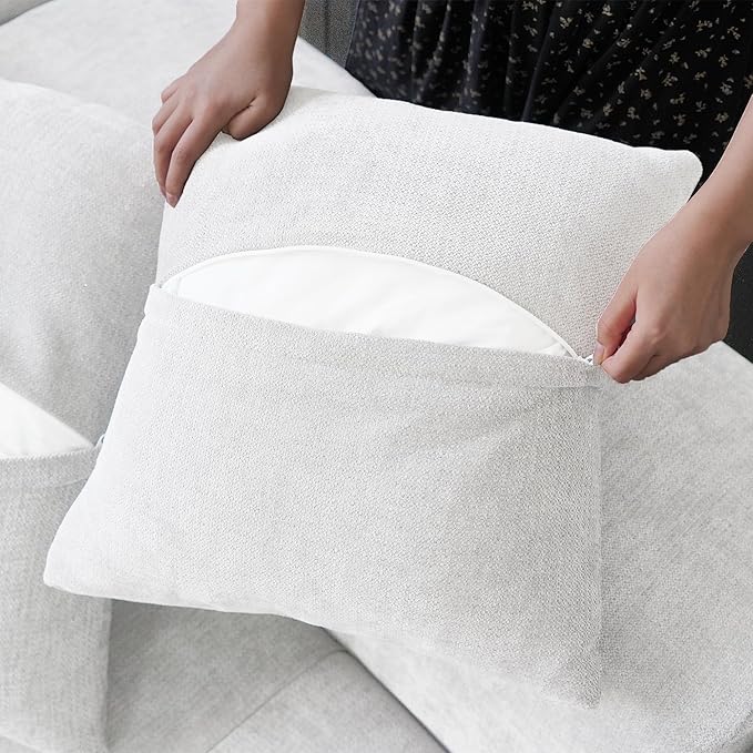 JACH V-Shaped Modular Sectional Sofas for Living Room, Modern Cloud Couch, Mid Century Modern Modular Sofa, Cozy Sleeper Sofa for Living Room (Linen Fabric, White)