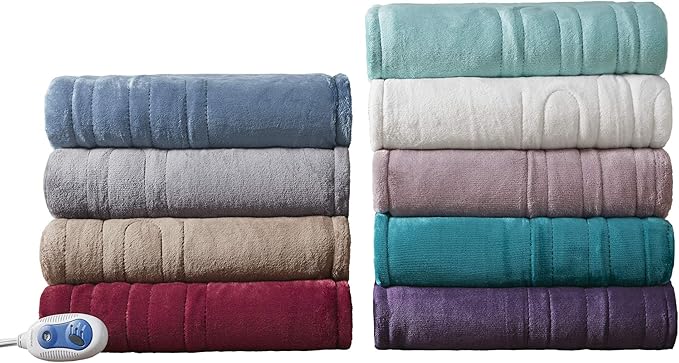 Beautyrest Heated Electric Blanket for Cold Weather, Fast Heating Heated Blanket, Auto Shut Off, Virtually Zero EMF, Multi Heat Setting, UL Certified, Teal Throw (60 inx70 in)