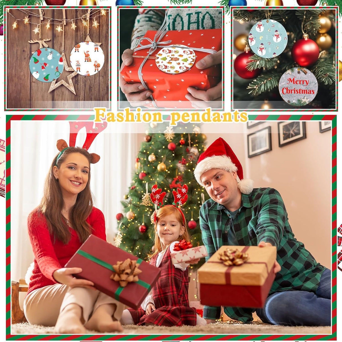 60 Pcs Sublimation Ceramic Ornaments Blank Double-Sided 3 inch Round Sublimation Ornament Blanks for Heat Press Printing Crafting DIY Personalized Christmas Home Decor