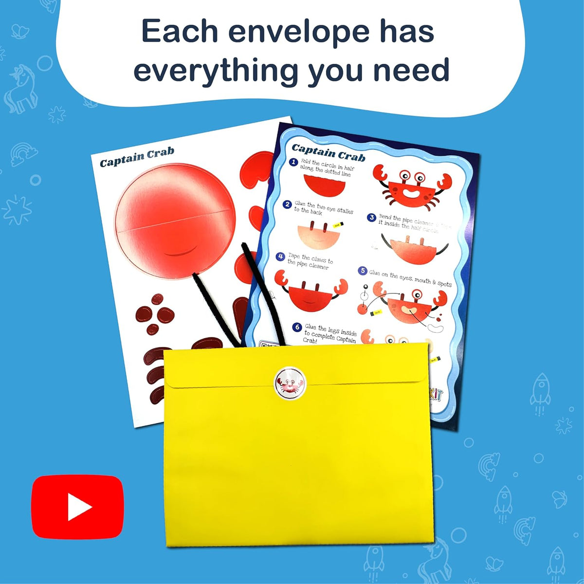 Craftikit® 20 Award-Winning Under The Sea Toddler Arts and Crafts for Girls Ages 4-8, Paper Craft Kits, Sea Animals, Mermaid Crafts for Girls Ages 4-6, Boys, Preschool Craft Supplies for Kids