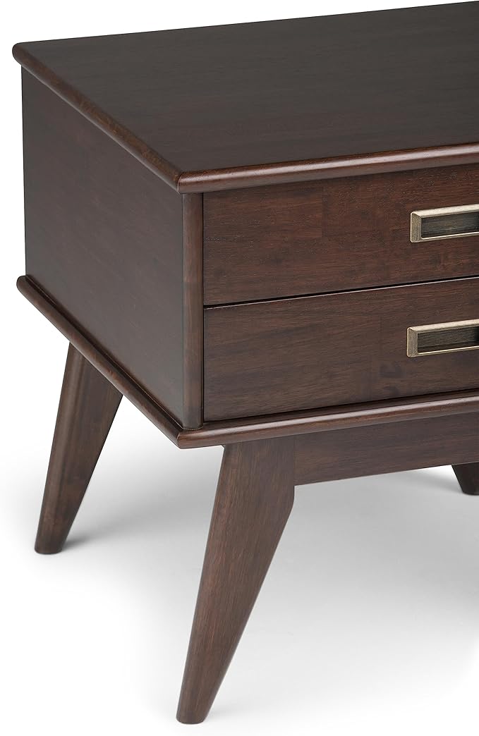 SIMPLIHOME Draper SOLID HARDWOOD 22 inch Wide Rectangle Mid Century Modern End Side Table in Medium Auburn Brown for the Living Room and Bedroom