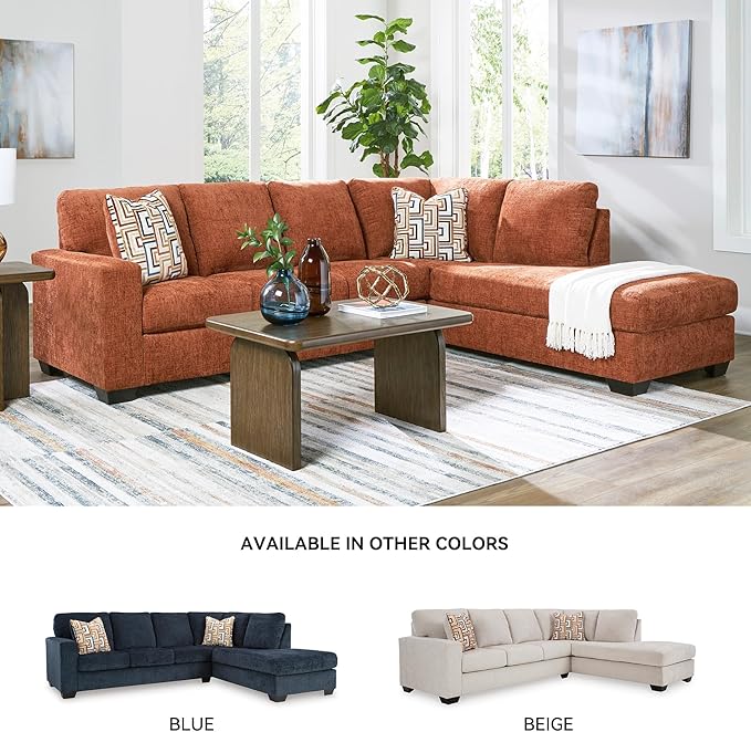 Signature Design by Ashley Aviemore Casual L-Shaped 2-Piece Sectional with Chaise for Living Room, Orange