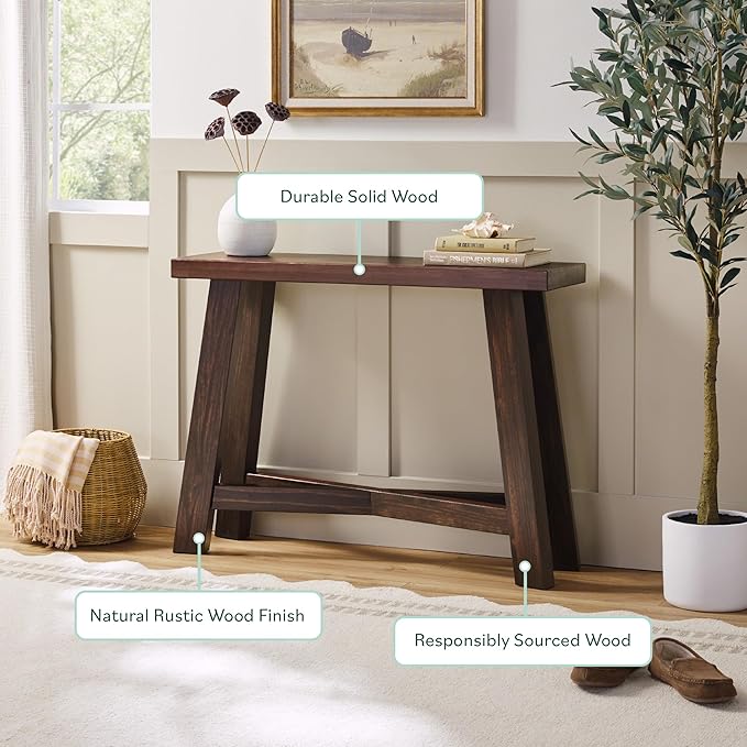 Walker Edison Colt Modern Farmhouse Solid Wood Entry Table, 40 Inch, Espresso