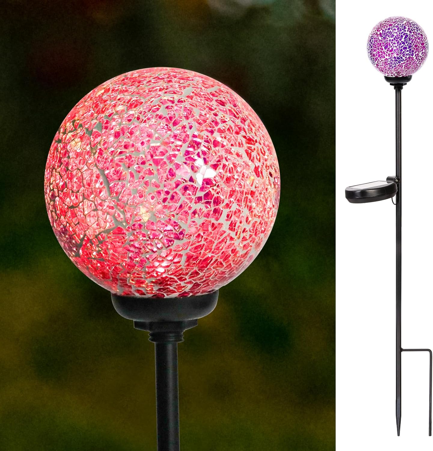 VCUTEKA Solar Garden Lights - Mosaic Solar Lights Outdoor Decor Pathway Light Waterpoof LED Stake Light for Landscape Lawn Patio Yard Decoration 1 Pack