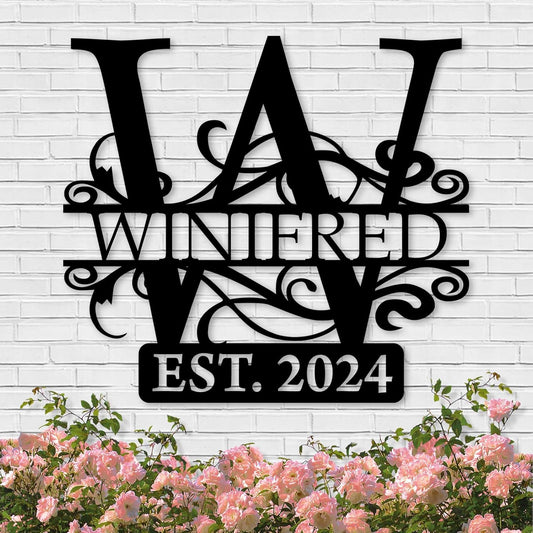 Custom Metal Signs | Last Name Sign | Split Letter Monogram Wall Decor | Custom Outdoor Signs | Personalized Wedding Gift | Housewarming Couples Gift | Outdoor Metal Sign | Metal Art