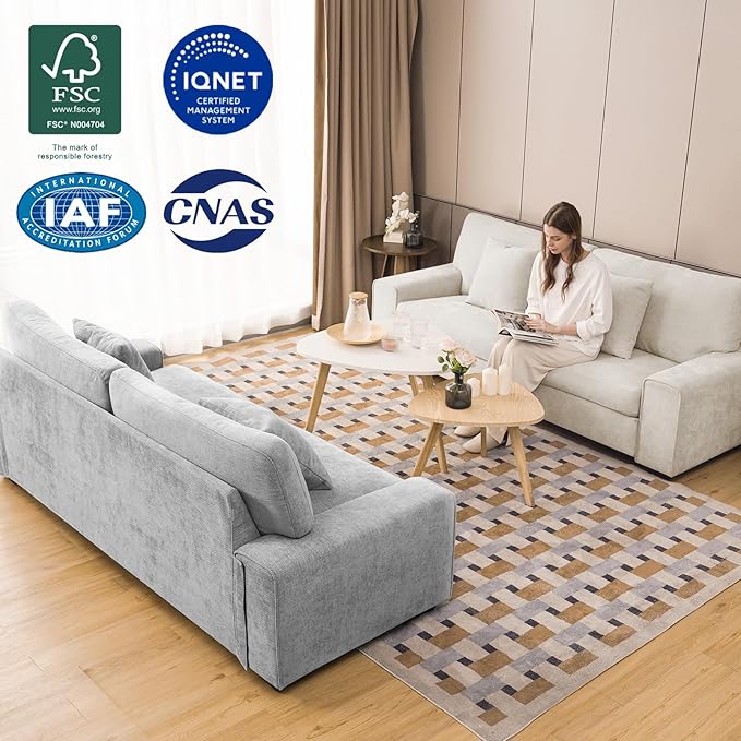 DOPEDIO Modern Loveseat Sofa for Living Room,Chenille Recliner, Removable Cover, Spring Cushions, Solid Wood Frame, Easy Assembly for Small Spaces (71.25inch，Blue)