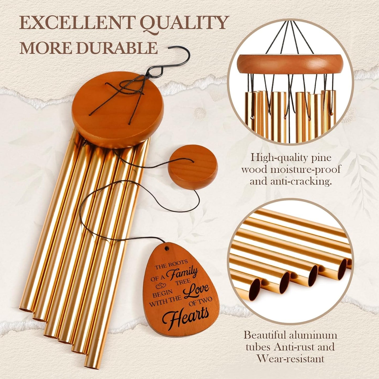 40th Wedding Anniversary Wind Chime, Happy 40th Anniversary Romantic Gifts for Couple, Parents, Wife, Husband, Friends, Ruby Wedding Anniversary's Keepsake Gifts Ideas