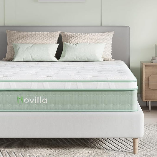 Novilla Twin Mattress, 10 Inch Hybrid Mattress in a Box, Gel Infused Memory Foam and Pocket Coils Innerspring for a Comfortable Sleep, Pillow Top Twin Size, Medium Firm