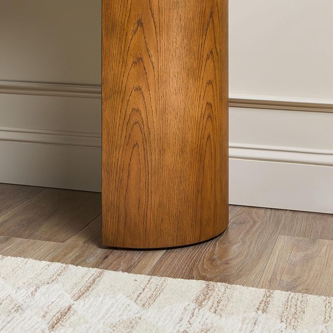 Walker Edison Maya Solid Oak Wood Veneer Console Table with Storage, 48 Inch, Medium Brown Oak
