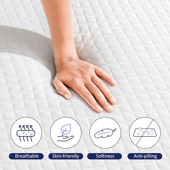 Full Size Mattress 12 Inch Green Tea Memory Foam Mattress for Cool Sleep & Pressure Relief, Medium Feel,Fiberglass Free, Bed in a Box, Removable Washable Cover, CertiPUR-US Certified