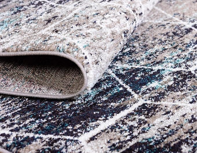 Unique Loom Trellis Frieze Collection Area Rug - Geometric (7' x 10', Blue Multi/ Ivory)