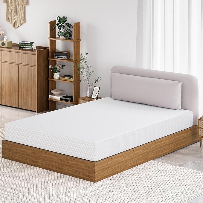 TFD Queen Memory Foam Mattress New Version Cool Gel Infused Medium Firm Zoned Pressure Relief for Cooling Sleep Fiberglass Free CertiPUR-US Certified Washable Removable Cover 10 Inch (White)