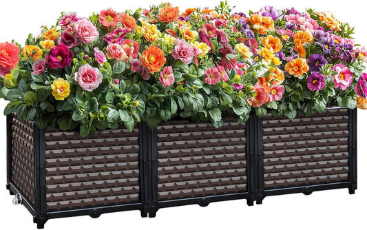 Large Planters for Outdoor Plants 14" Tall Planter Box, Raised Beds for Gardening Self Watering, Elevated Planter Box with Legs, Rectangular Garden Planters for Outdoor Plants Flowers, 47.2"L x 15.7"W