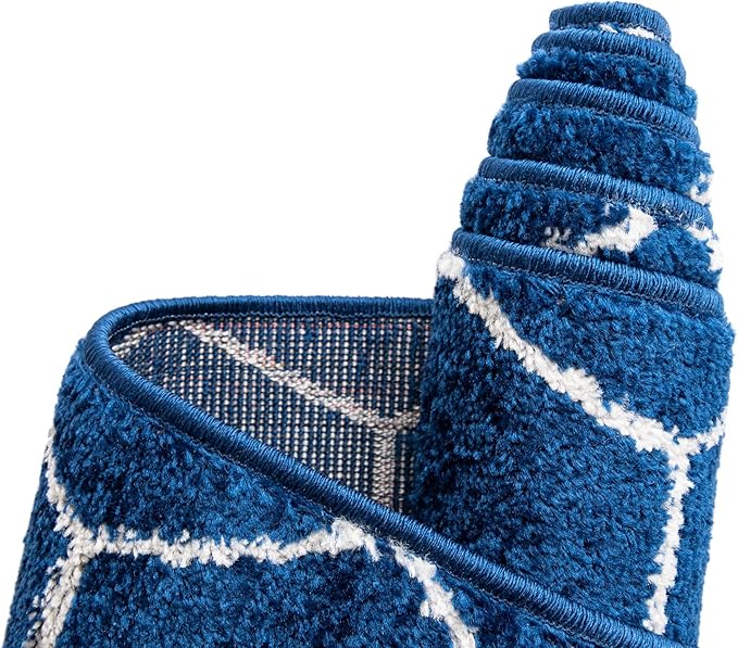 Unique Loom Trellis Frieze Collection Area Rug - Geometric (3' Square, Navy Blue/ Ivory)
