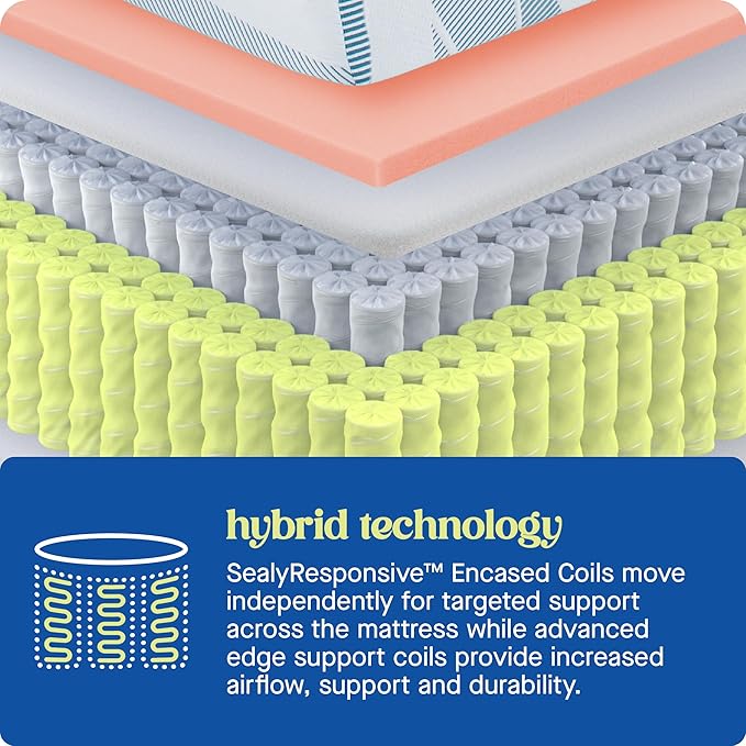 Sealy Dreamlife 10” Hybrid Mattress-in-a-Box, California King, SealyComfort Gel Memory Foam, SealyResponsive Encased Coils, Surface-Guard Technology