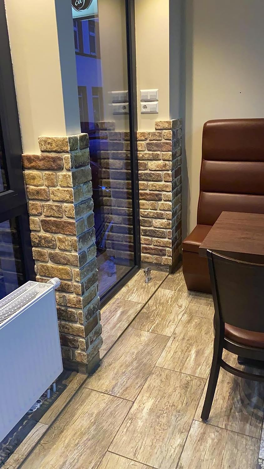 Dundee Deco 3D Wall Panels Faux Brick - Cladding, Light Brown Stone Look Wall Paneling, Styrofoam Facing for Living Room, Kitchen, Bathroom, Balcony, Bedroom, Set of 5, Covers 27 sq ft