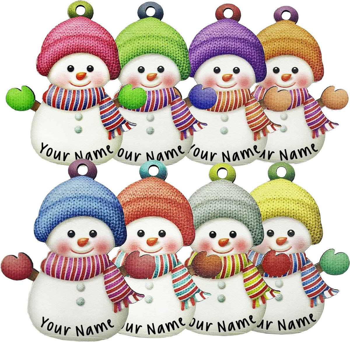 2025 Personalized Christmas Ornaments Set of 8,Custom Christmas Snowman Ornaments Deorations for Xmas Tree,Customized Xmas Ornament Tree Deorations,Personalized Wooden Ornament Gifts