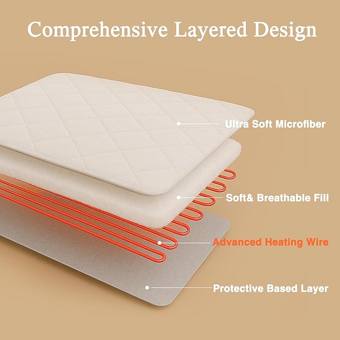 Beautyrest 3M Scotchgard Heated Mattress Pad - Electric Bed Warmer with 5 Heat Settings, 10 Hr Auto Shut Off Timer, All Around Elastic Deep Pocket, UL Certified, Machine Washable, White Twin