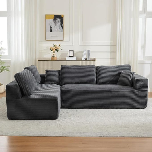 106" Cloud Modular Sectional Sofa Couch,L-Shape Modern Boneless Sectional Couch with Deep Seat,Upholstered Couches for Living Room Bedroom,No Assembly Required,Grey