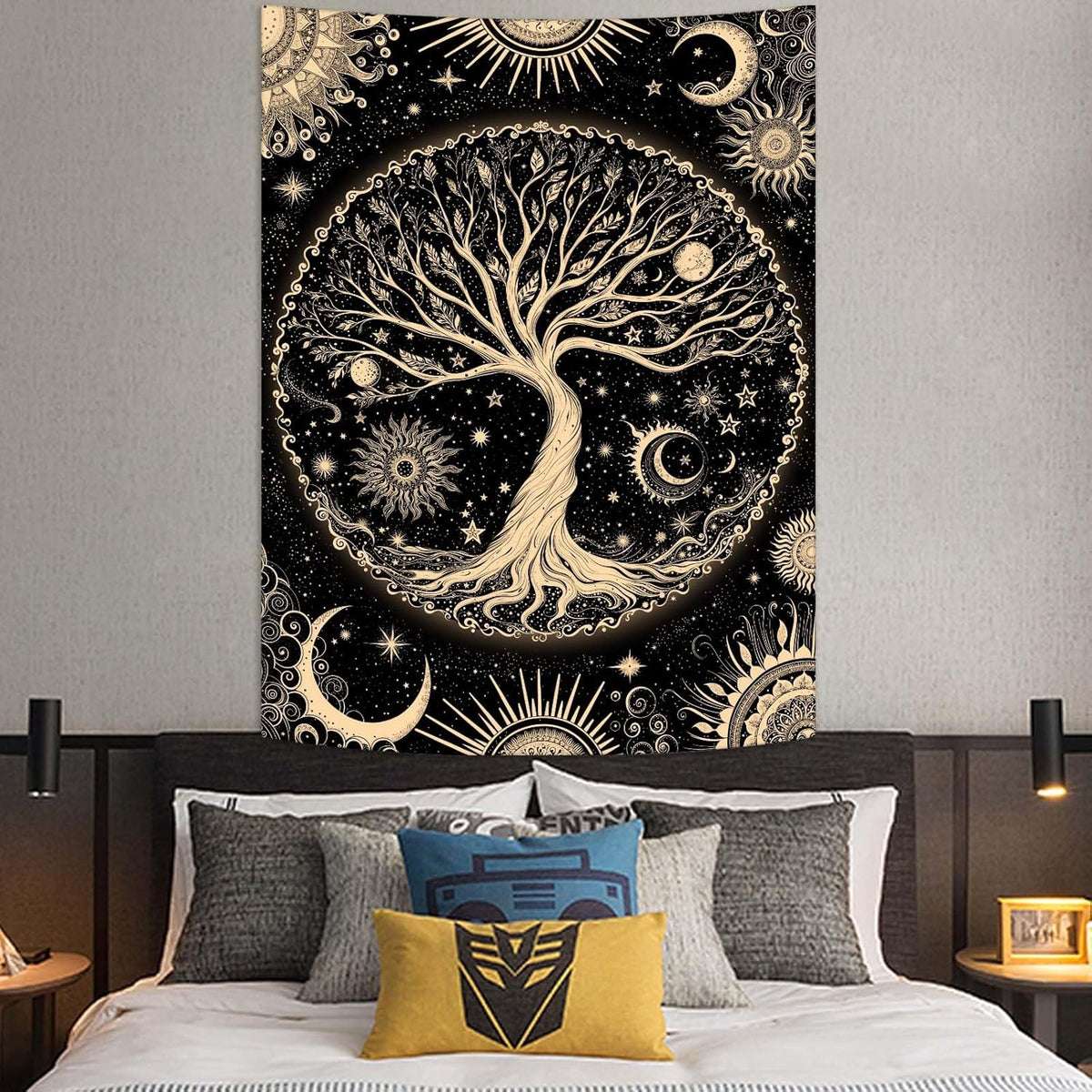 Lunerfex Tree of Life Tapestry Starry Sky Wall Tapestry, Vintage Tapestries for Bedroom Ceiling Tapestries Wall Hanging for Bedroom Living Room Decor Tree-3 44"x60"