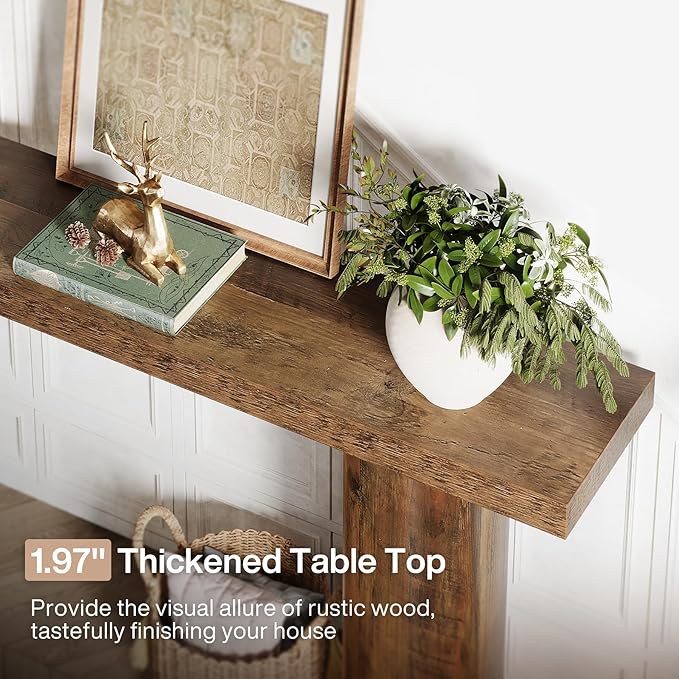 Tribesigns 63" Farmhouse Entryway Console Table, Narrow Long Sofa Table Behind Couch for Living Room, Hallway, Entrance, Foyer