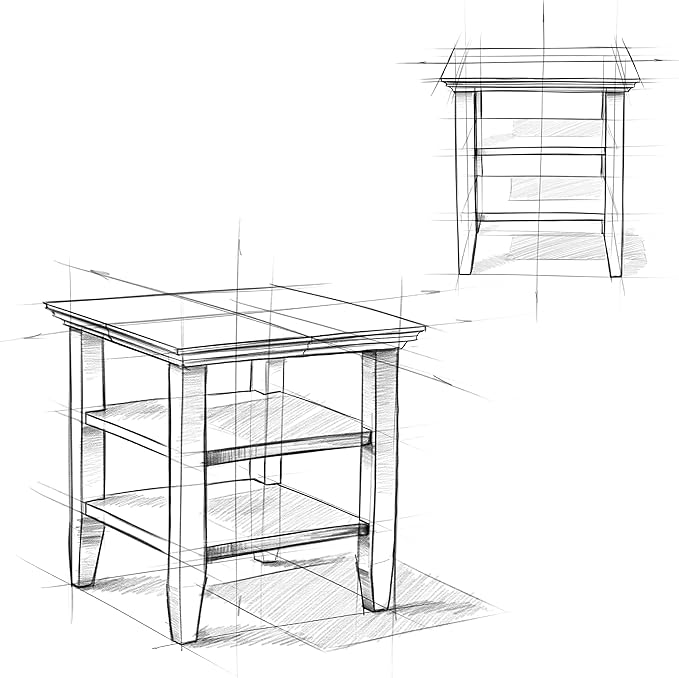 SIMPLIHOME Acadian SOLID WOOD 19 inch Wide Square Transitional End Table in Farmhouse Grey for the Living Room and Bedroom