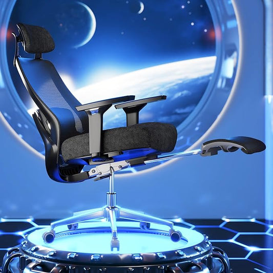 FLEXISPOT MasterEase Massage Office Chair with Footrest, High Back Ergonomic Desk Chair with Adjustable Headrest, 3D Armrests, 2D Lumbar Heated Massage, 4-Position Recline, Foam Seat, Black