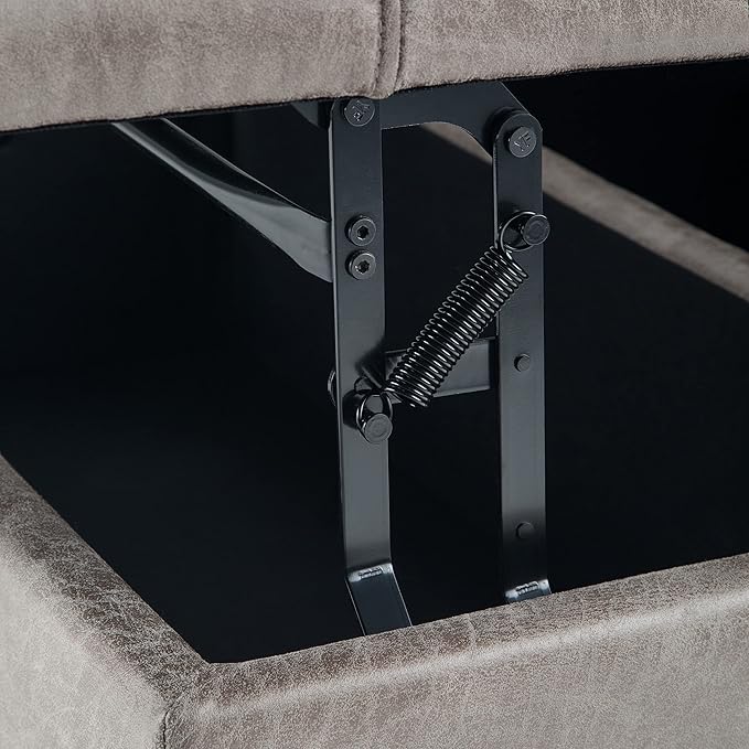 SIMPLIHOME Harrison 36 inch Wide Transitional Square Coffee Table Storage Ottoman in Distressed Grey Taupe Vegan Faux Leather, Assembled, For the Living Room and Bedroom