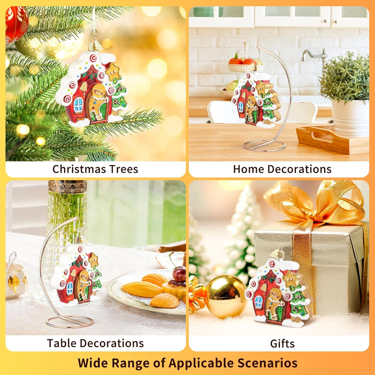 Gingerbread Christmas Ornaments for Tree,Hand-Blown Glass Ornament,Gingerbread Collection Figurine Hanging Ornaments,Christmas Tree Decorations for Gingerbread Lovers Holiday Birthday Party Gifts