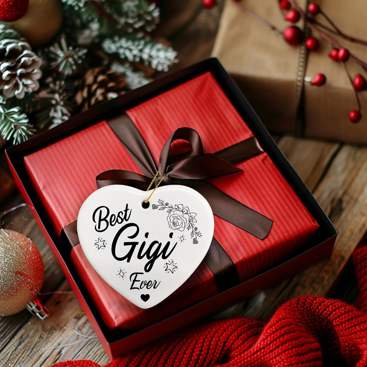 Best Gigi Ever Gifts for Christmas, Gigi Gifts for Grandma Nana from Grandkids, Gigi Ceramic Christmas Ornaments, Grandma Christmas Tree Decorations Ornaments, Gigi Christmas Hanging Decor