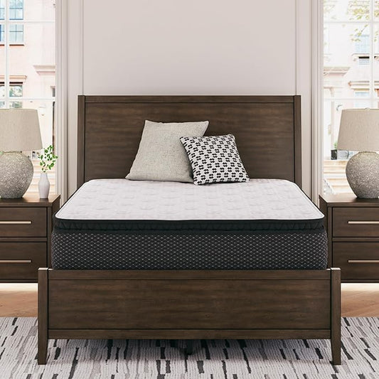 Signature Design by Ashley Limited Edition Pillow Top 13 " Pillow Top Hybrid Mattress with Gel Memory Foam and Edge Support for Cool Sleep and Pressure Relief, Full, Fiberglass Free, Mattress In A Box