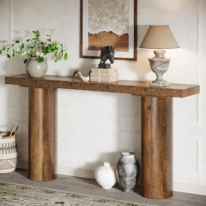 Tribesigns 63" Farmhouse Entryway Console Table, Narrow Long Sofa Table Behind Couch for Living Room, Hallway, Entrance, Foyer