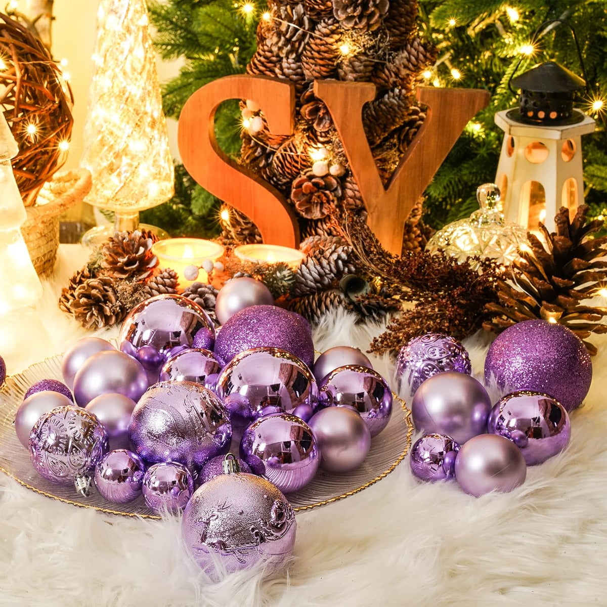 Christmas Ball Ornaments for Christmas Decorations - 41 Pieces Xmas Tree Shatterproof Ornaments with Hanging Loop for Holiday and Party Decoration