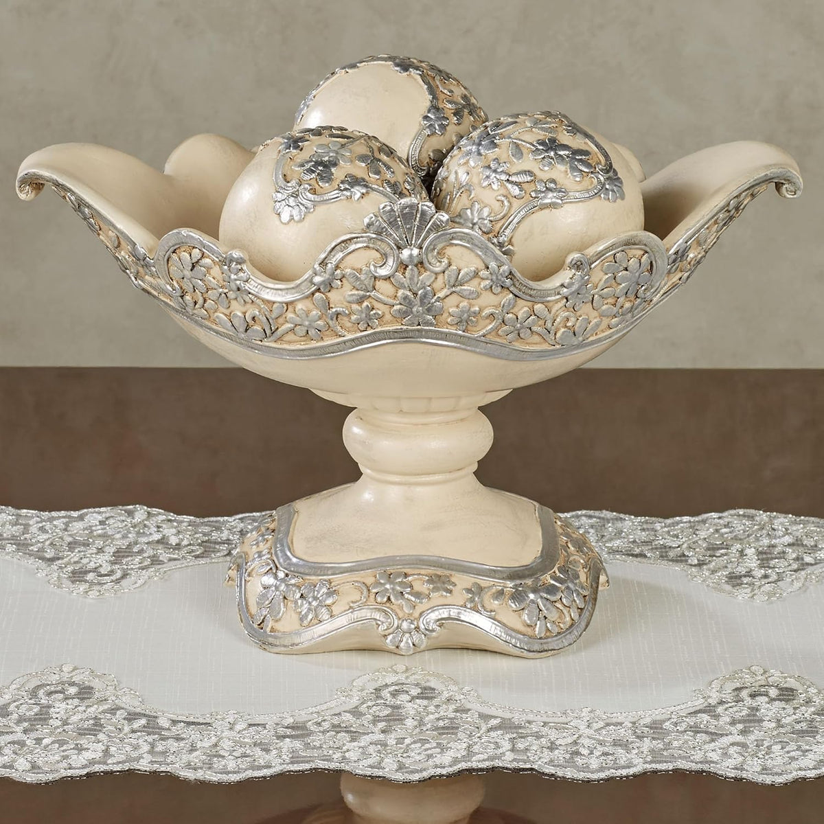 Floressa Decorative Centerpiece Bowl and Orbs Set of Four