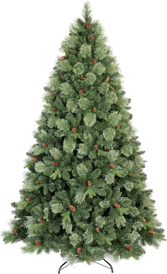 Kadunmina 4ft Artificial Christmas Tree Carolina Pine Tree, Unlit Hinged Premium Xmas Trees with 647 Branch Tips, Pine Cones, Foldable Metal Stand for Home, Office, Holiday Party Decoration