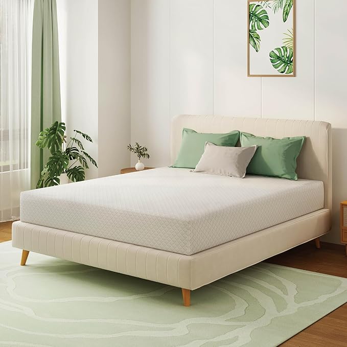 Full Size Mattress 10 Inch Green Tea Memory Foam Mattress for Cool Sleep & Pressure Relief, Medium Feel,Fiberglass Free, Bed in a Box, Removable Washable Cover, CertiPUR-US Certified